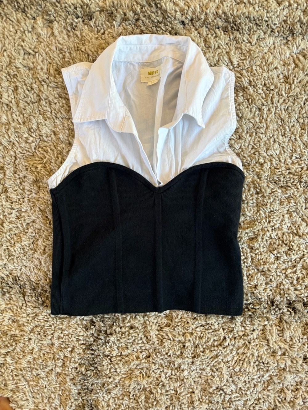 Maeve Anthropologie Corset Bustier Poplin Shirt Top Small